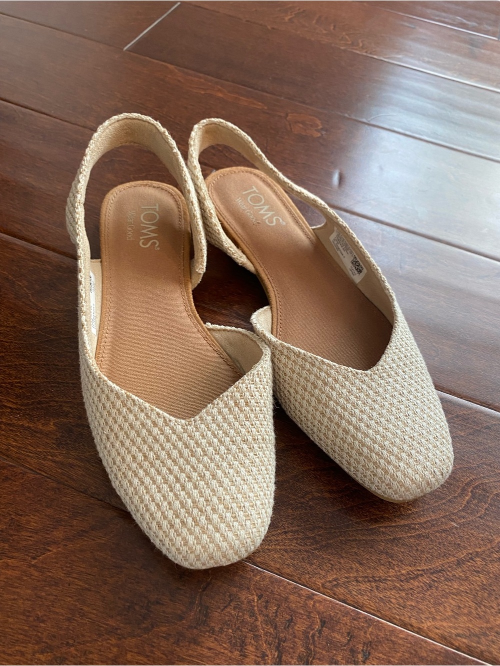 TOMS Alene Woven Pointed Toe D'Orsay Slingback Flats Cream Beige Size 6